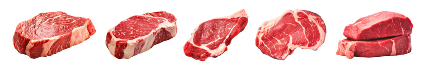 Fototapeta premium Beef png element set on transparent background