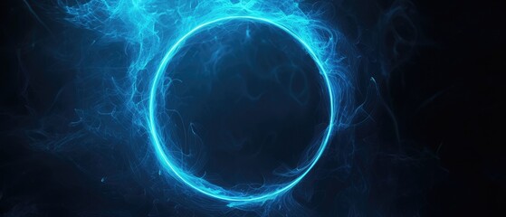 Obraz premium Abstract Electric Blue Energy Circle on Dark Background