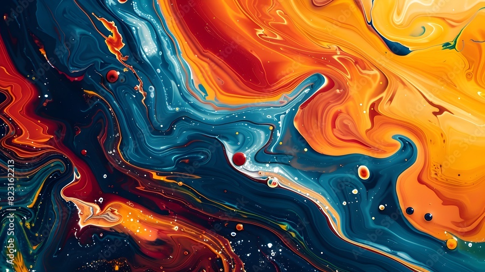 Poster vibrant swirling marbled patterns with bold colors and hypnotic waves in dynamic abstract compositio