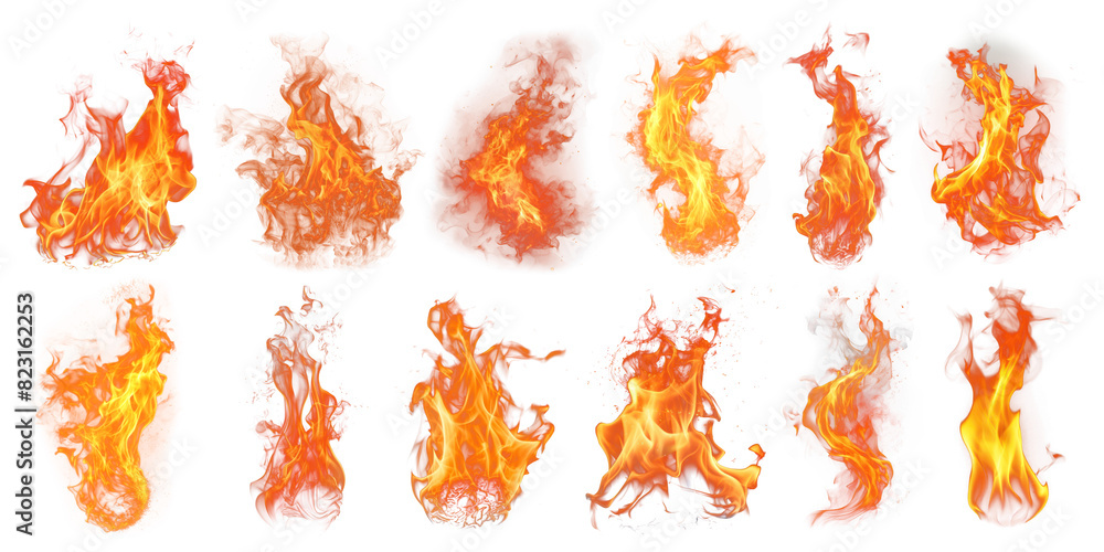 Poster fire png element set on transparent background