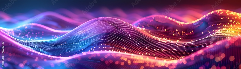Poster pulsating neon waves rhythmic patterns simulating heartbeat of vibrant neon city abstract digital ar