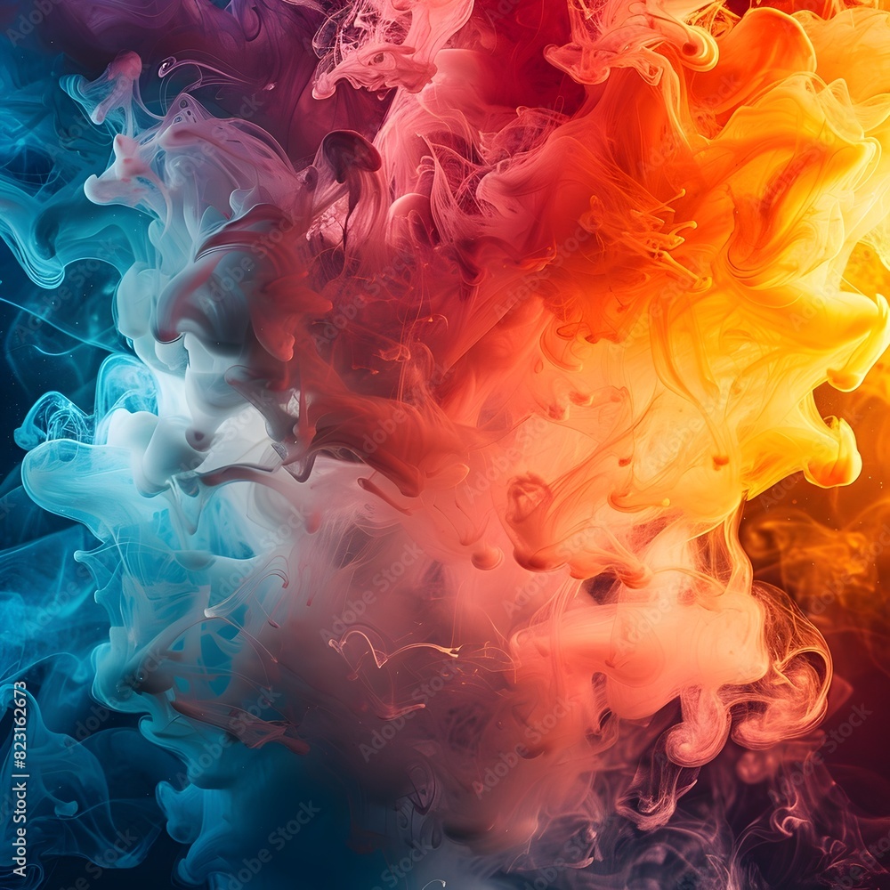 Poster captivating chromatic confluence swirling clouds of color in fluid motion