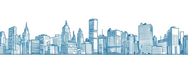 Modern City Skyline Outline Illustration