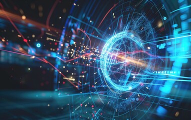 Fototapeta premium Futuristic Network Technology Abstract Background