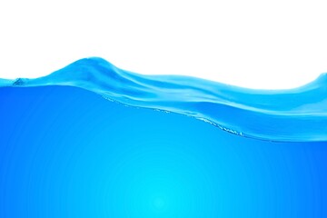 Realistic blue water wave isolated on transparent white background
