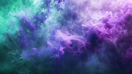 Obraz premium Abstract background with green, blue, and purple smoke liquid.