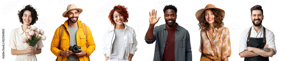 Poster smile happy png element set on transparent background