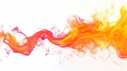 Fiery Elegance on a Clean Canvas ,Fire flames isolated on white background ,Abstract fire flames for background
