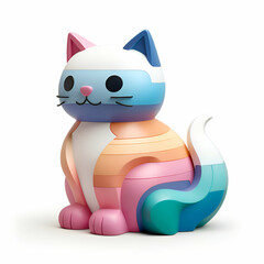 Fototapeta premium cute cartoon cat isolated on white background. 3d rendering.