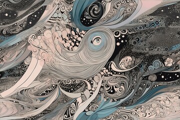 Bohemian Paisley with complex swirl shapes and background.