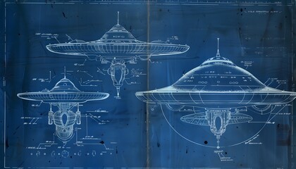 Detailed UFO Blueprints Showing Advanced Spacecraft Designs