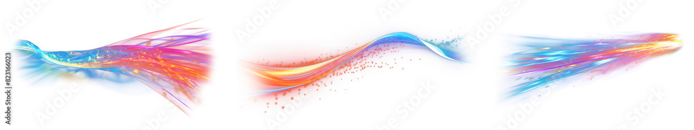 Poster light streak effect png element set on transparent background