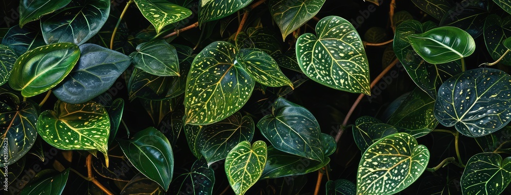 Poster Vibrant Tropical Leaves in Lush Green Patterns