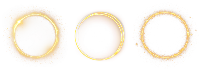Circle light effect png element set on transparent background
