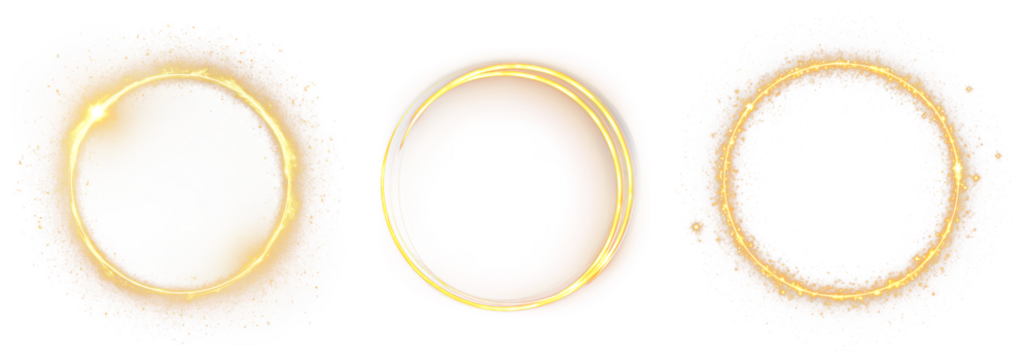Circle light effect png element set on transparent background