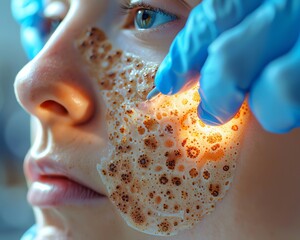 Close up of dermatological exams,  detailed skin examination, high resolution skin diagnostics, realistic medical procedure
