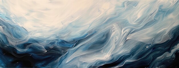 Blue Ocean Waves Abstract Art Painting