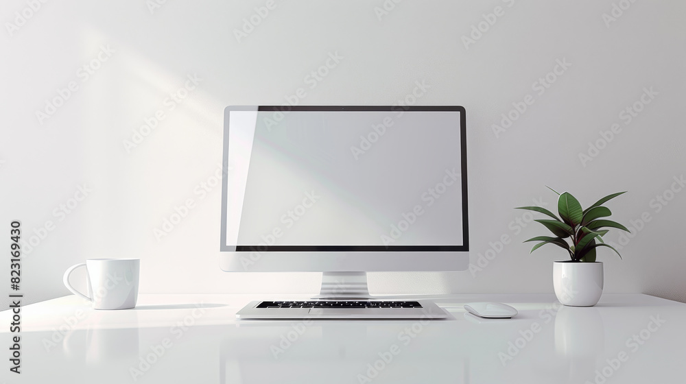 Aufkleber Create a minimalist background blank mockup. laptop. Generative AI.