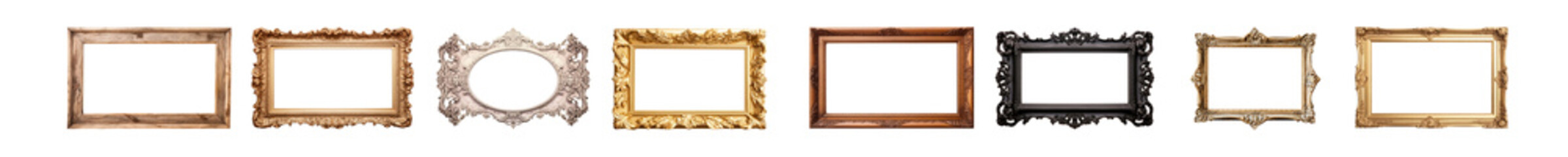 Picture frame png element set on transparent background