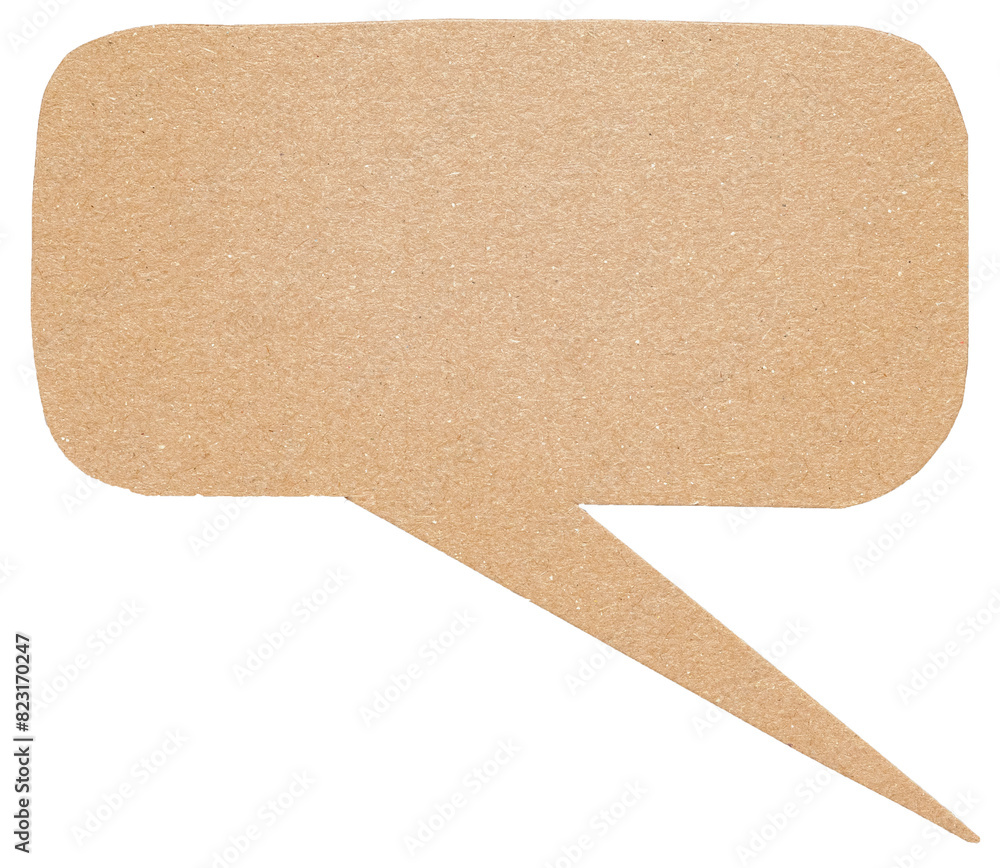 Poster Blank cut out light brown cardboard paper speech bubble of elliptical shape with copy space for text, transparent png background design element
