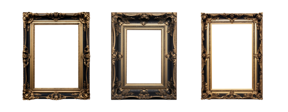 Picture frame png element set on transparent background