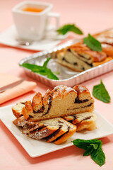 Strudel with chocolate.