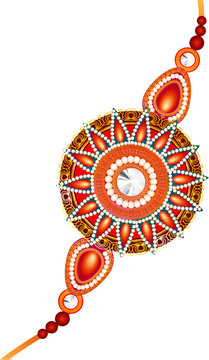 Beautiful Rakhi (wristband) Isolated Element on Png Background, Happy Raksha Bandhan Concept.