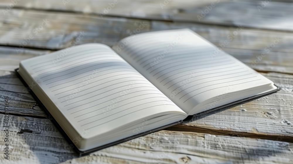 Poster a crisp, white notebook page with clean lines and a smooth texture, ready to be filled with words.