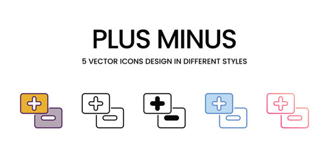 Plus Minus Icon editable stock vector icon