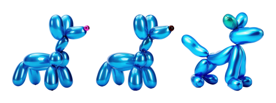 Twisty balloon of the modern blue dog png element set on transparent background