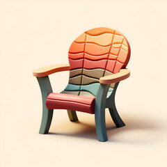 Modern armchair on beige background. 3D render illustration.
