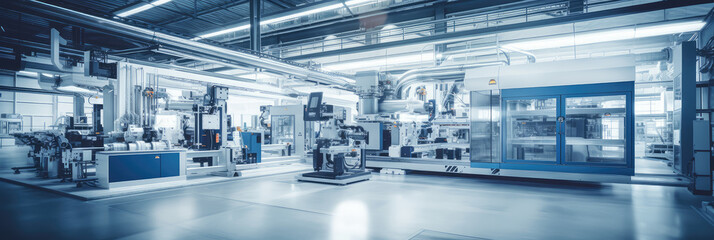 Fototapeta premium Modern Industrial Manufacturing Facility Panorama