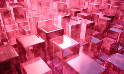 Pink Geometric Elegance: Abstract Cube Pattern