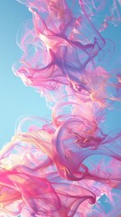 A blue sky is covered in thick pink smoke, creating a striking contrast in the air