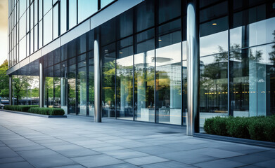 Sleek Corporate Building Facade at Sunset