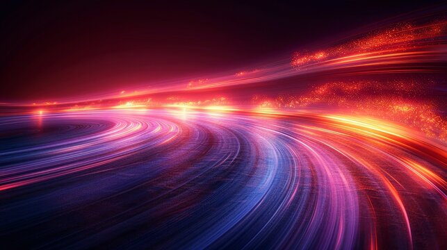 Abstract background of long explosure tale light on black ,Technology backgroud 