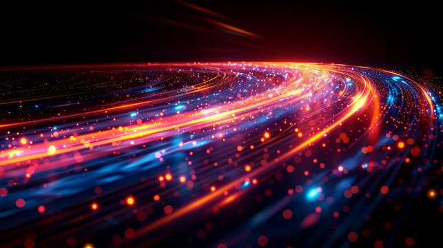 Abstract background of long explosure tale light on black ,Technology backgroud 