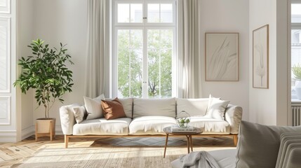 Mock up of a living room interior with furniture cushions.