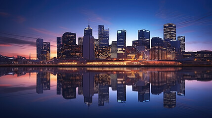 City Skyline at Twilight: Urban Reflections