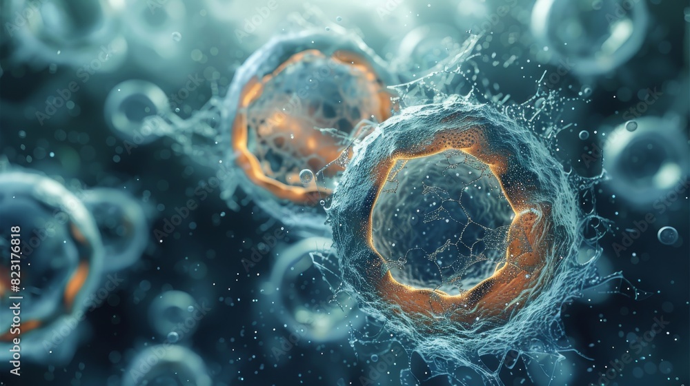 Aufkleber a cell under microscope. generative ai.