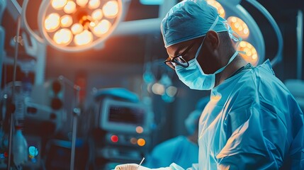 Naklejka premium Skilled Surgeon Performing Delicate in Advanced Medical Facility