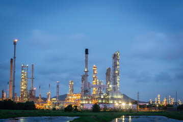 Gas turbine electrical power plant at dusk