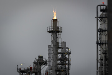 Gas turbine electrical power plant at dusk