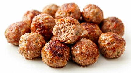 Appetizing Meatballs with Sauce Closeup on White Background - Food Photography Style for Magazine Cover