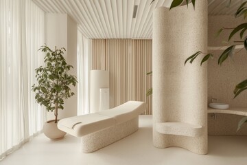 The photo shows a modern, minimalist room