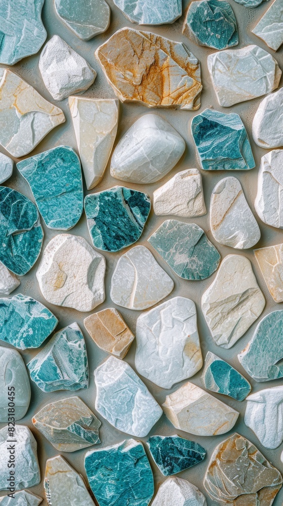 Aufkleber detailed view of a wall constructed from rocks and triangular shapes