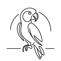 Parrot. Line art logo. Simple minimalistic vector illustration, icon. Black and white. png