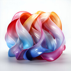 3d rendering of multicolored twisted ribbons on white background