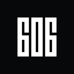 Number 606 logo, square shape typography logo monogram, vector illustration, white on black background
