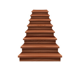 Wooden stairs, staircase and stairway for arcade game UI, cartoon vector. Stairs ladder with lumber wood tile steps or wooden planks for house floor stairway or quest game level staircase